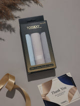 Pastel Blue Beige & Grey Border Cotton Handkerchief Set - TOSSIDO
