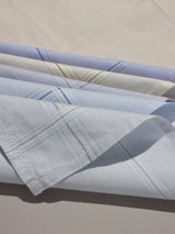 Pastel Blue & Cream Border Cotton Handkerchief Set - TOSSIDO