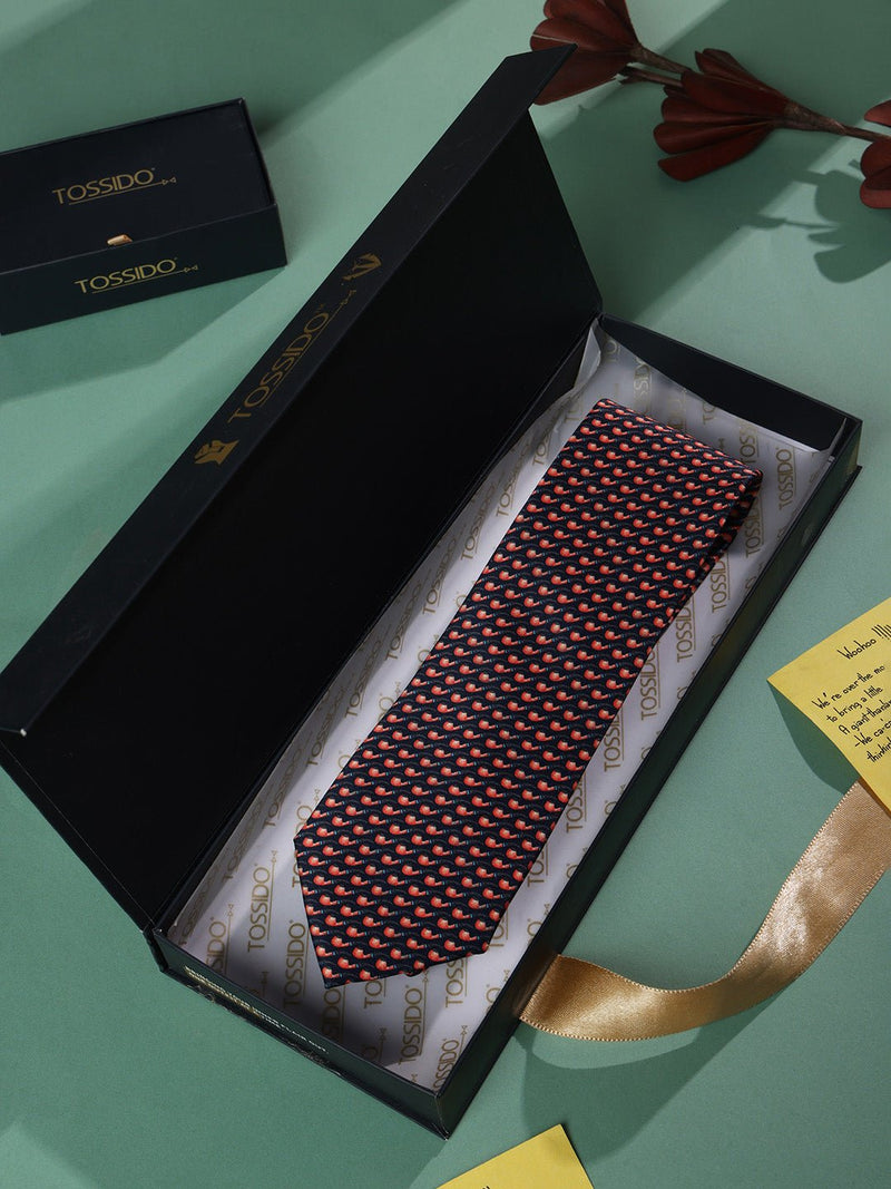 Peach & Black Smoking Pipes Printed Necktie - TOSSIDO