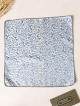 Peach & Blue Floral Jacquard Pocket Square - TOSSIDO