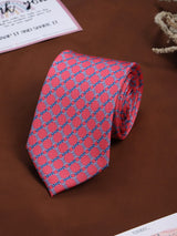 Peach Check Printed Necktie - TOSSIDO