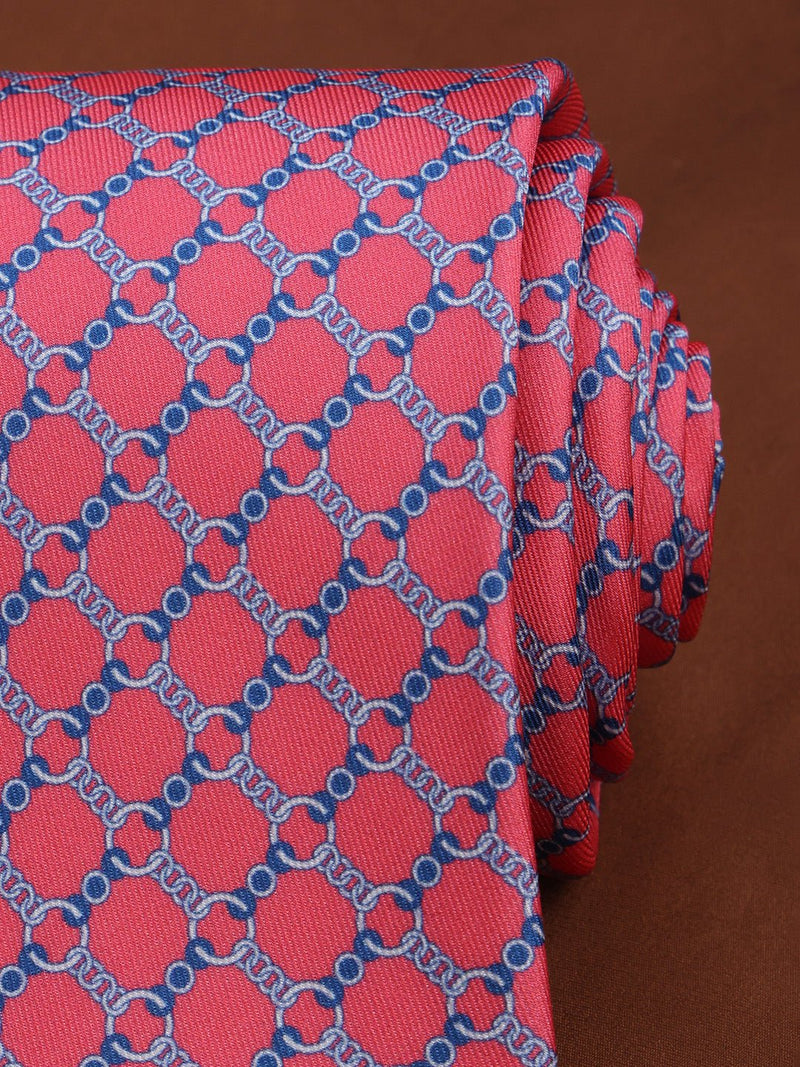 Peach Check Printed Necktie - TOSSIDO