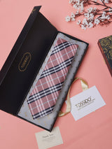 Peach Checks Teflon Silk Necktie - TOSSIDO