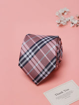 Peach Checks Teflon Silk Necktie - TOSSIDO