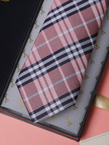 Peach Checks Teflon Silk Necktie - TOSSIDO
