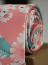 Peach Floral Printed Necktie - TOSSIDO