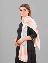 Peach Floral Printed Stole - TOSSIDO