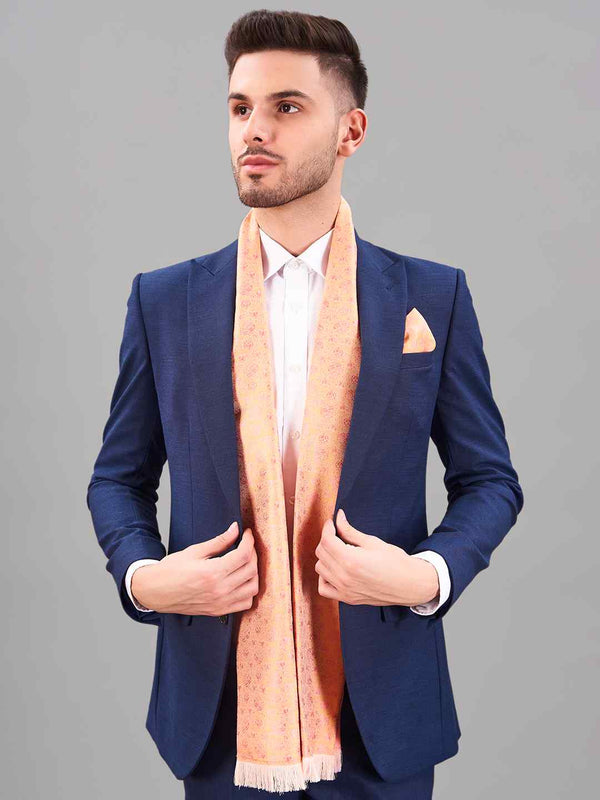 Peach Floral Reversible Stole & Pocket Square Set - TOSSIDO