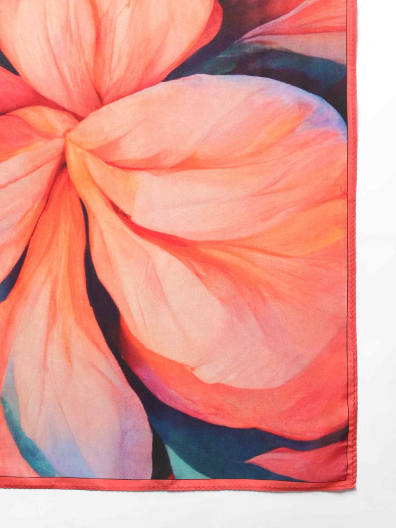 Peach Floral Scarf & Scarf Bag Set - TOSSIDO