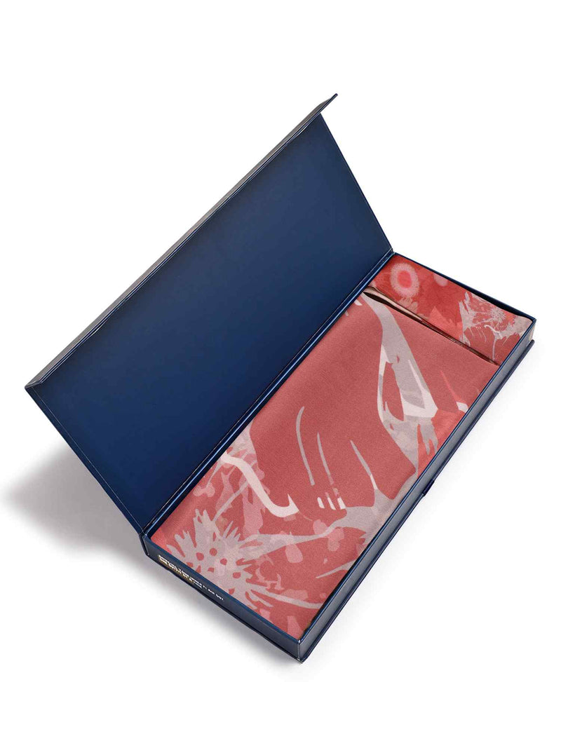 Peach Floral Scarf & Scarf Bag Set - TOSSIDO
