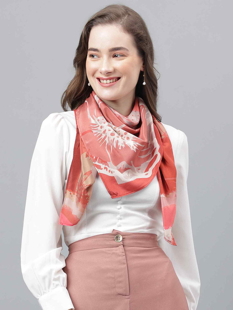 Peach Floral Scarf & Scarf Bag Set - TOSSIDO