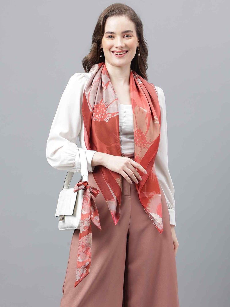Peach Floral Scarf & Scarf Bag Set - TOSSIDO