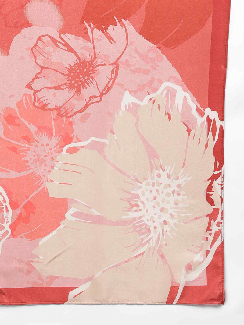 Peach Floral Scarf & Scarf Bag Set - TOSSIDO
