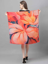 Peach Floral Scarf & Scarf Bag Set - TOSSIDO