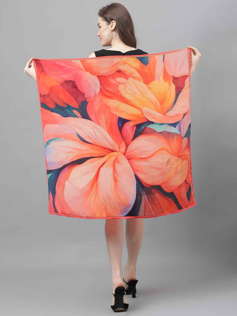 Peach Floral Scarf & Scarf Bag Set - TOSSIDO