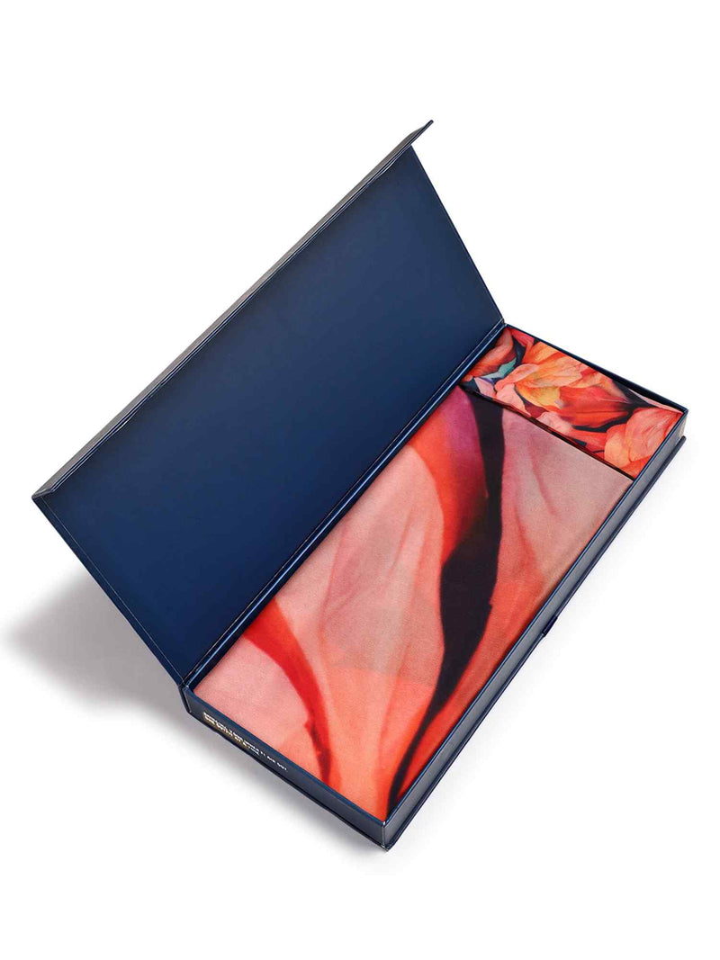 Peach Floral Scarf & Scarf Bag Set - TOSSIDO
