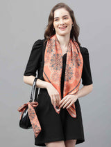 Peach Geometric Scarf & Scarf Bag Set - TOSSIDO