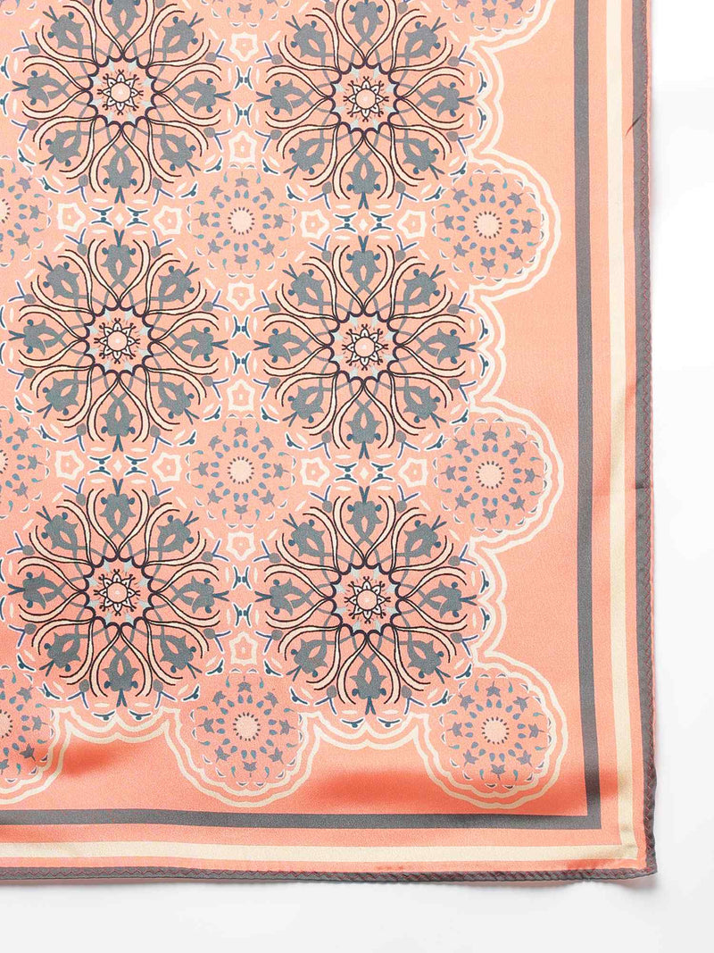 Peach Geometric Scarf & Scarf Bag Set - TOSSIDO