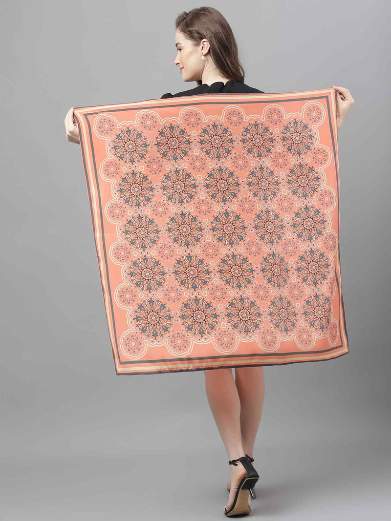 Peach Geometric Scarf & Scarf Bag Set - TOSSIDO