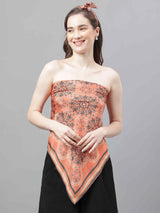 Peach Geometric Scarf & Scarf Bag Set - TOSSIDO