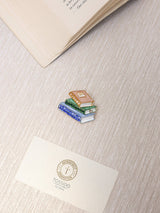 Peach & Green Crystal Book Stack Brooch