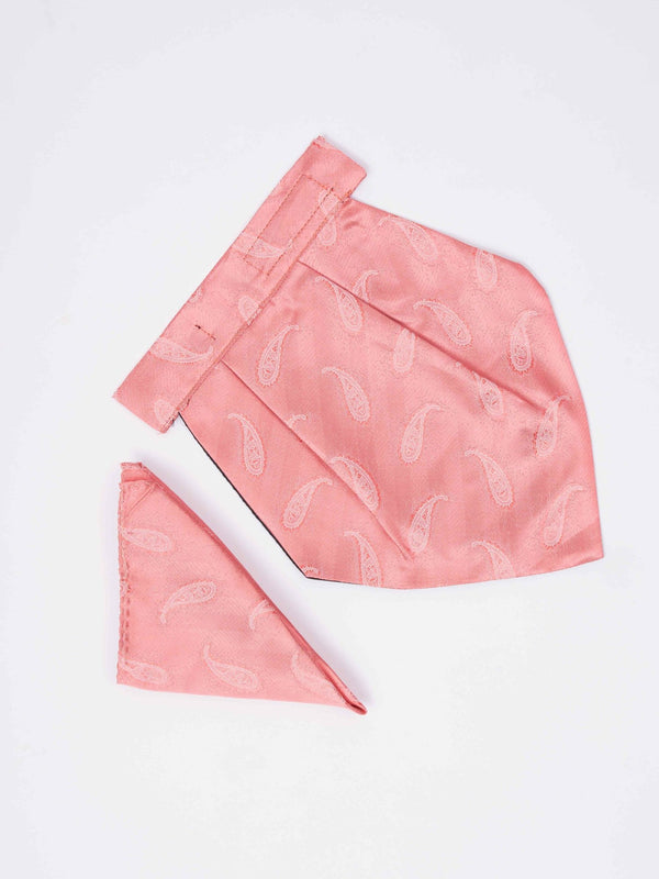 Peach Paisley Woven Cravat & Pocket Square Set - TOSSIDO