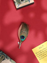 Peach Peacock Feather Brooch - TOSSIDO