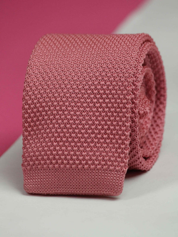 Peach Solid Knitted Necktie - TOSSIDO