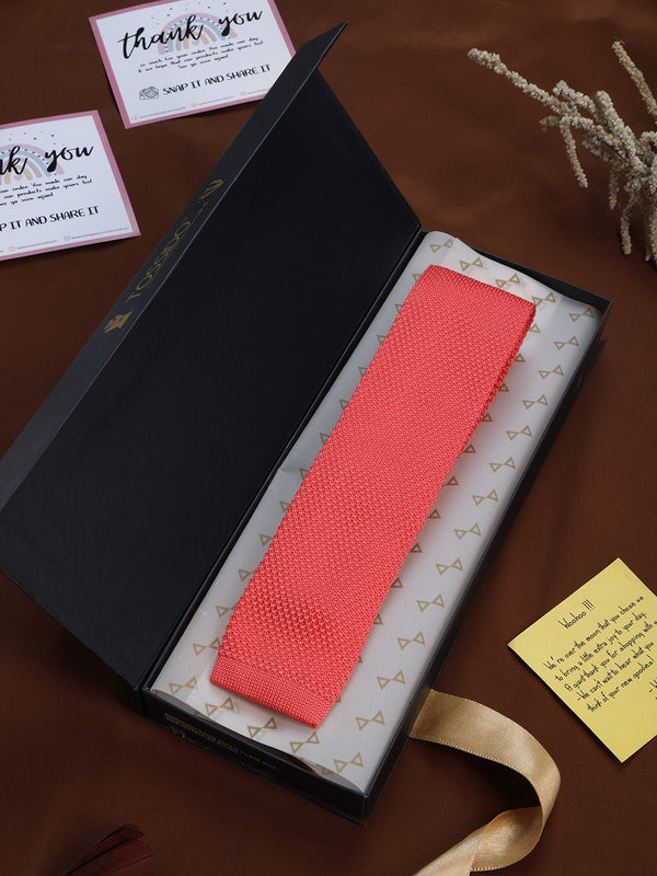Peach Solid Knitted Necktie - TOSSIDO