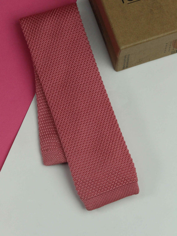 Peach Solid Knitted Necktie - TOSSIDO
