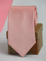 Peach solid necktie in woven microfiber, close-up