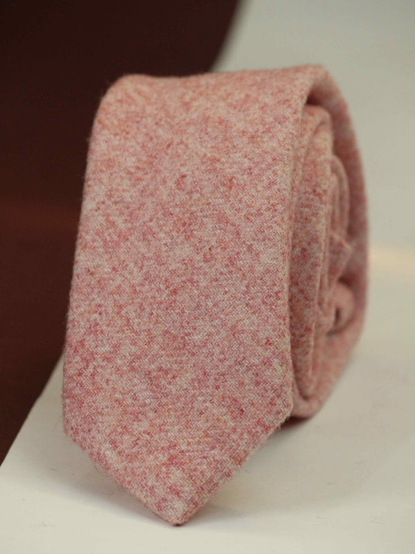 Peach Solid Wool Skinny Necktie - TOSSIDO
