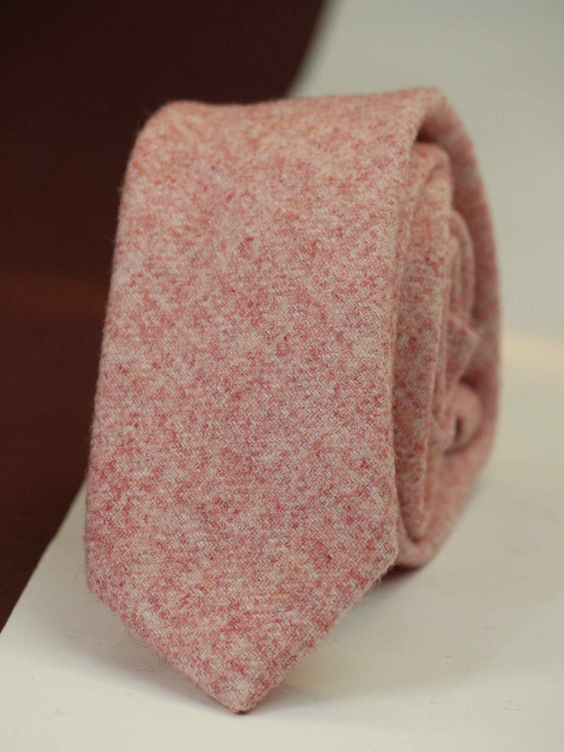 Peach Solid Wool Skinny Necktie - TOSSIDO