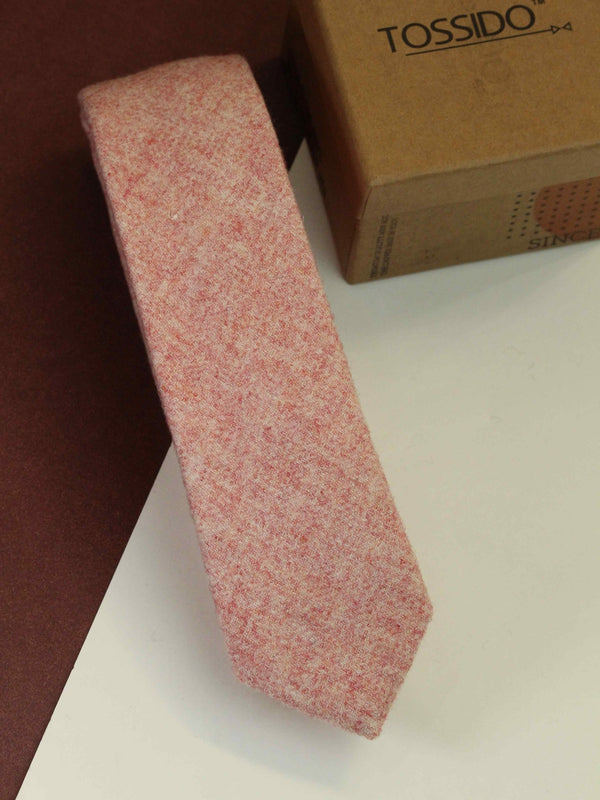 Peach Solid Wool Skinny Necktie - TOSSIDO