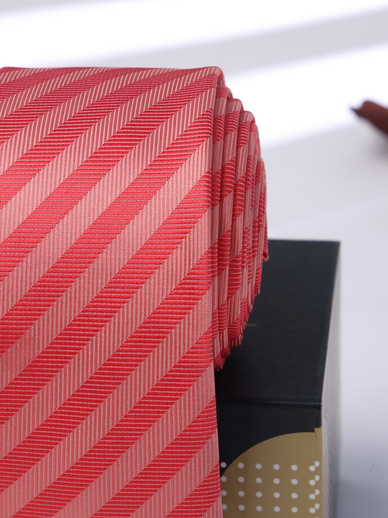Peach Stripe Skinny Necktie - TOSSIDO