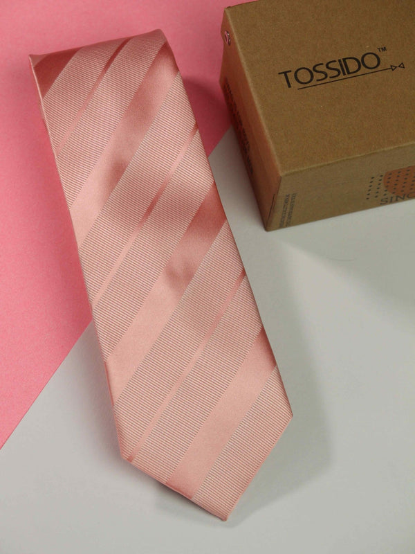 Peach Stripe Woven Necktie - TOSSIDO