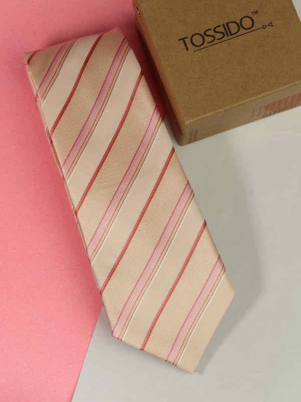 Peach Stripe Woven Necktie - TOSSIDO