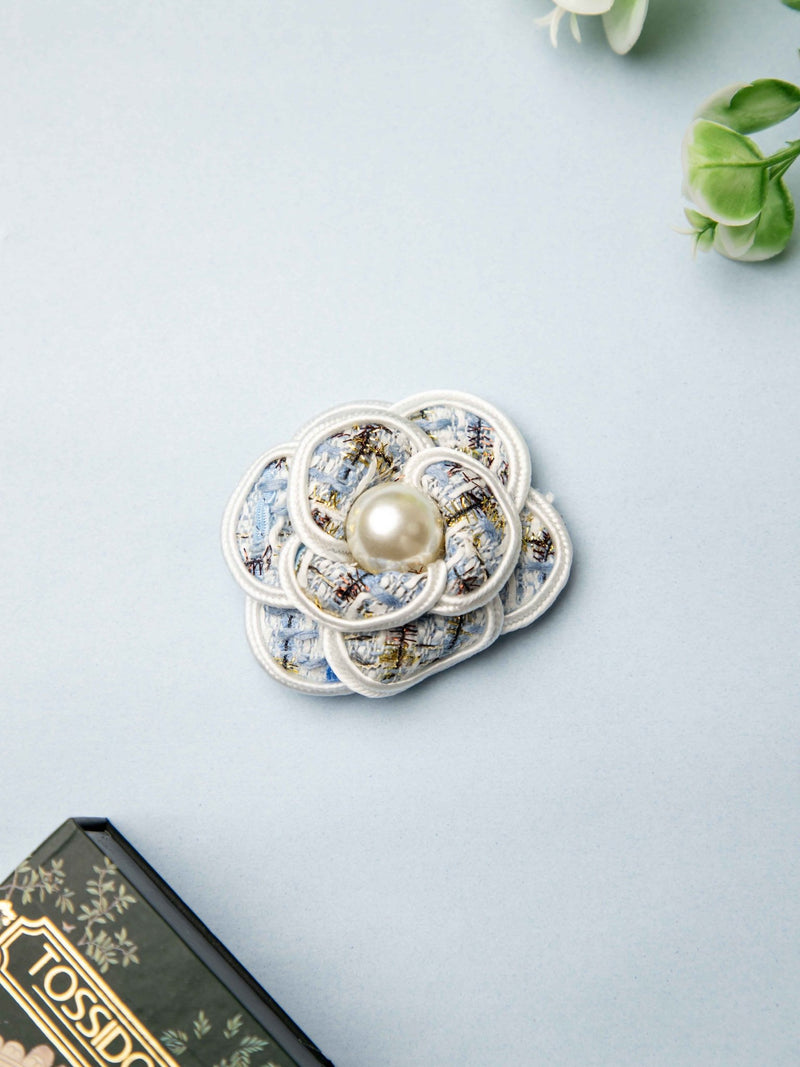Pearl Bloom Tweed Brooch - TOSSIDO