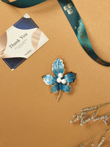 Pearl in Blue Flower Brooch - TOSSIDO