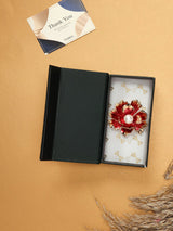 Pearl in Red Flower Brooch - TOSSIDO
