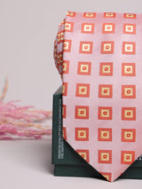 Pink & Red Square Geometric Necktie