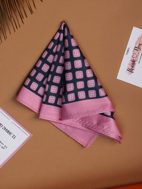 Pink & Black Geometric Pocket Square - TOSSIDO