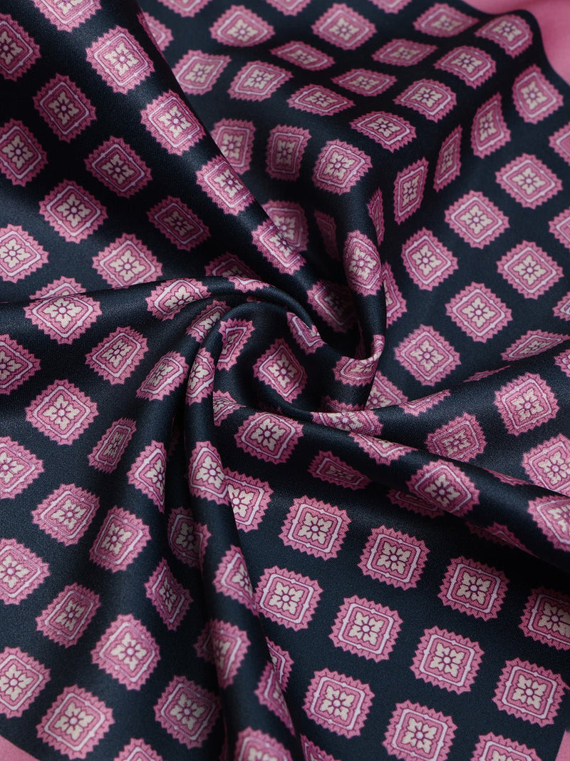 Pink & Black Geometric Pocket Square - TOSSIDO