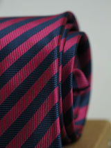 Pink & Blue Stripe Woven Necktie - TOSSIDO
