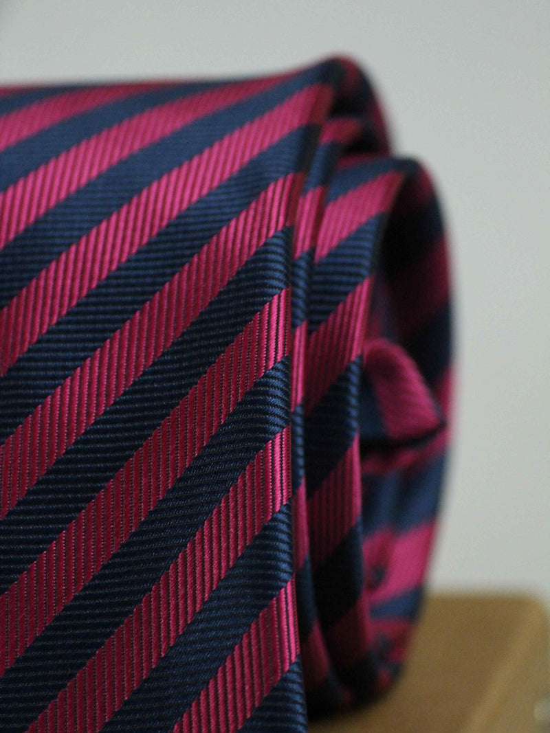Pink & Blue Stripe Woven Necktie - TOSSIDO