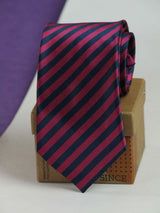Pink & Blue Stripe Woven Necktie - TOSSIDO