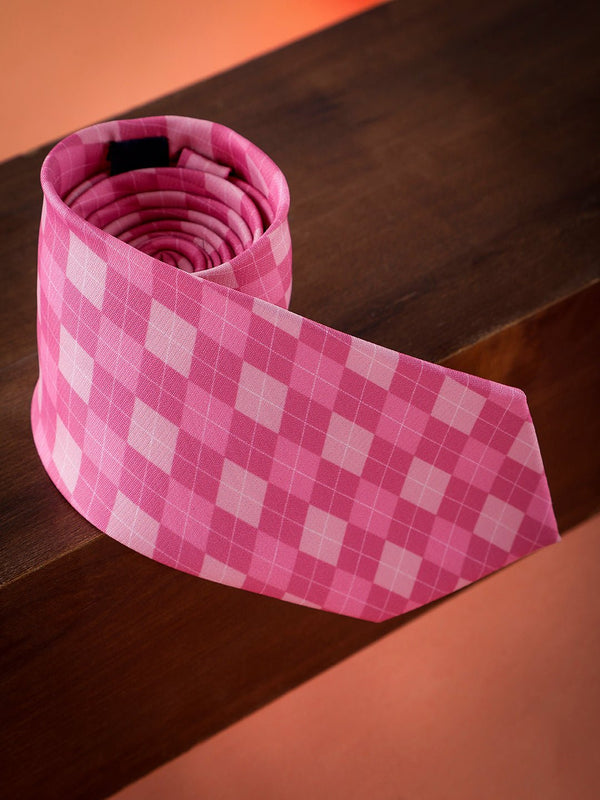 Pink Check Micro Fiber Necktie - TOSSIDO