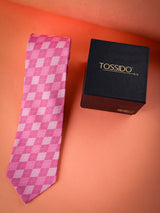 Pink Check Micro Fiber Necktie - TOSSIDO