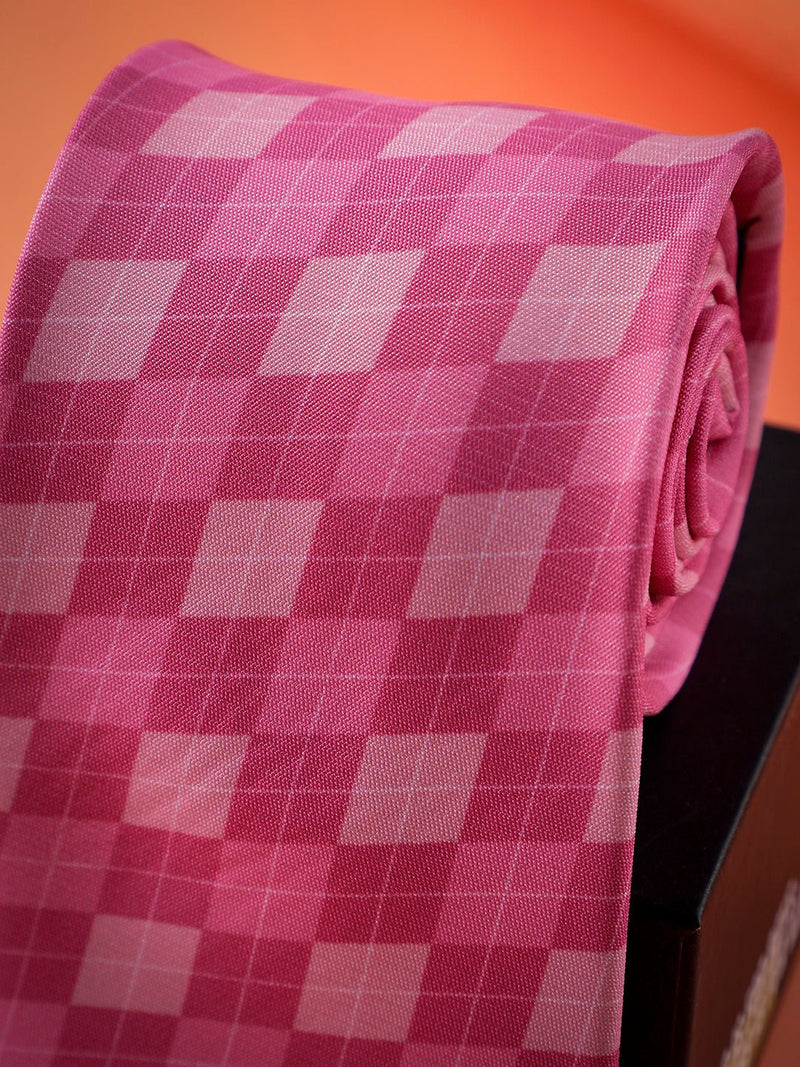 Pink Check Micro Fiber Necktie - TOSSIDO