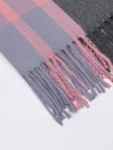 Pink Check Woolen Muffler - TOSSIDO